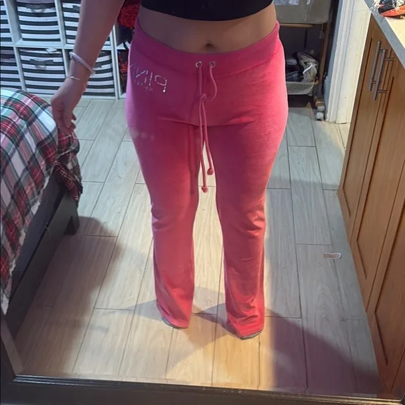 2013 RARE BLING Bright Pink Velour Sweatpants - Picture 5 of 11
